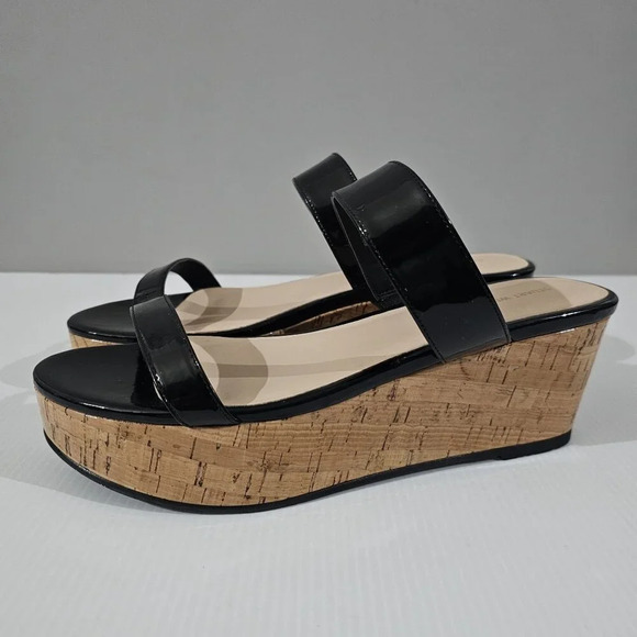 NEW Stuart Weitzman Boardwalk 65 Sandal Size 8.5 Black Patent Platform Wedge - Picture 13 of 13